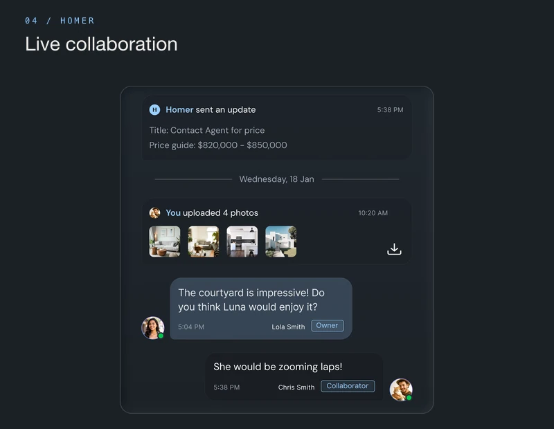 Homer real-time property collaboration