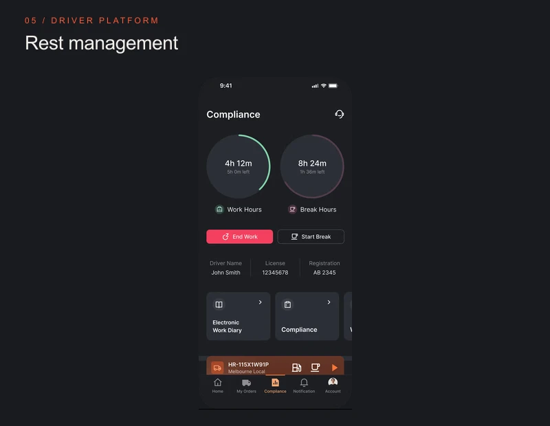 Wobbi Logix driver rest and break management
